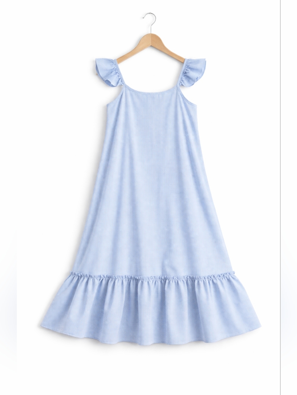 Light Blue Maxi Dress Ruffle Straps